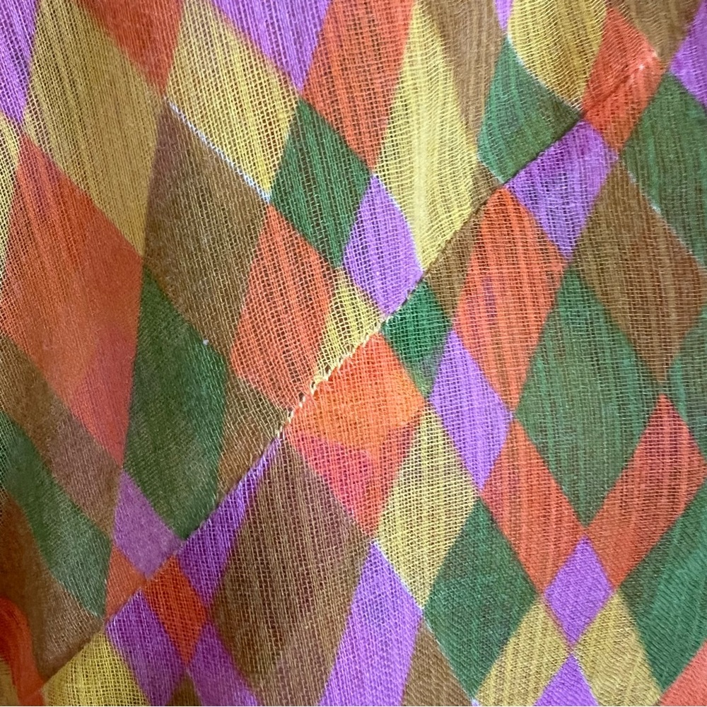 Vintage Diamond Pattern Sheer Button Up - Picture 16 of 16